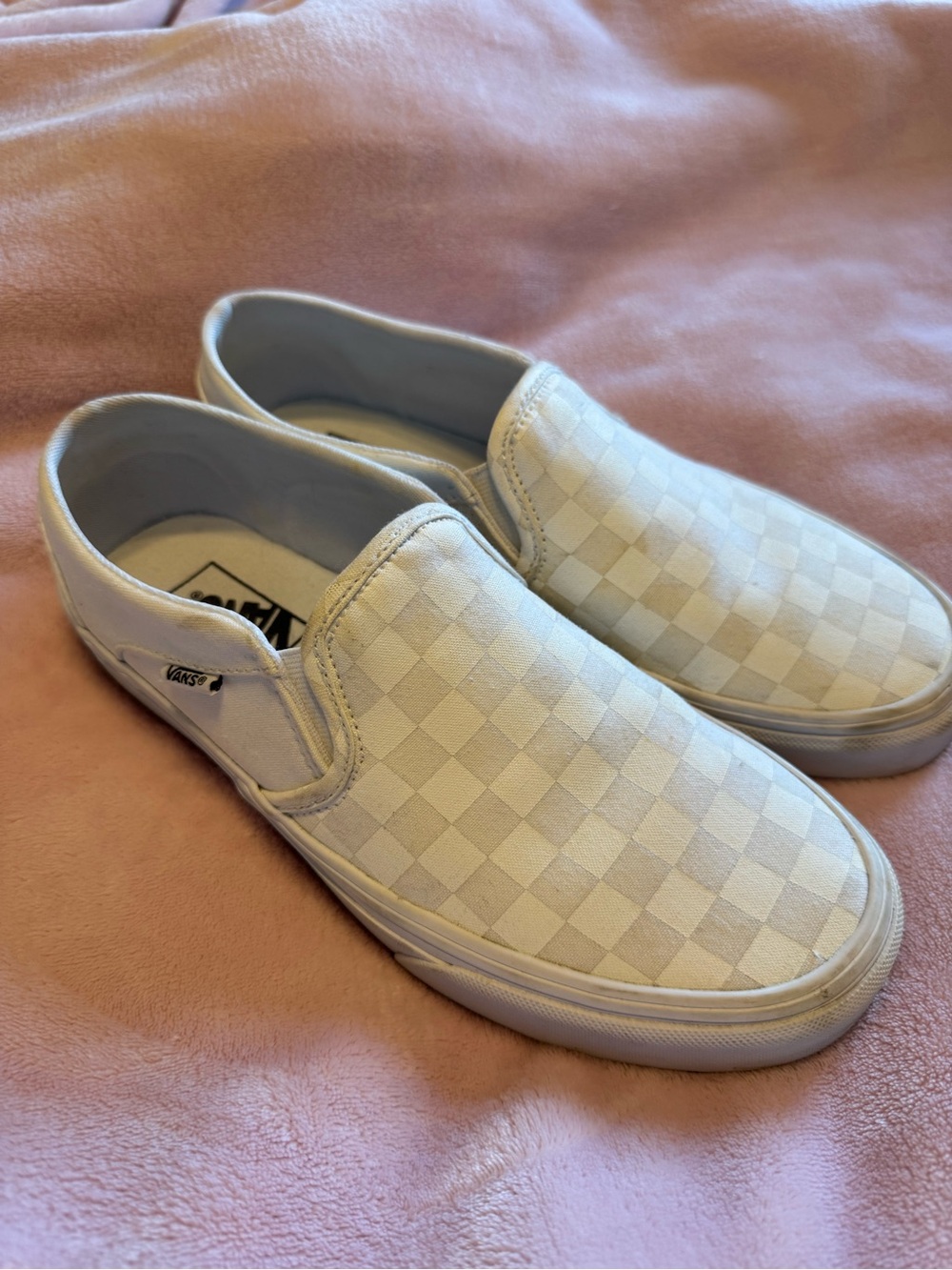 Vans W9 Checkerboard Slip-On Loafers in White